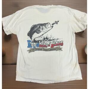 Vintage 90s Republic of Texas‎ T-Shirt Mens Large Double Sided Fishing